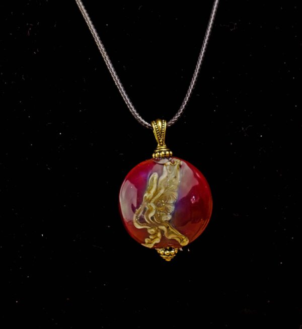 Cinnabar & Silver Ivory Pendant