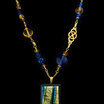 Dichroic Golden Earth and Cobalt River Necklace