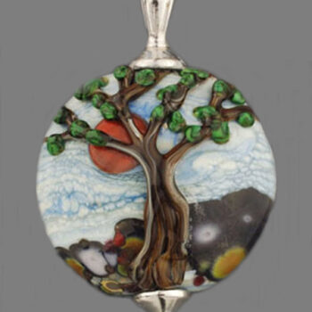 Light Lapis Sky Tree of Life with Leaves Pendant